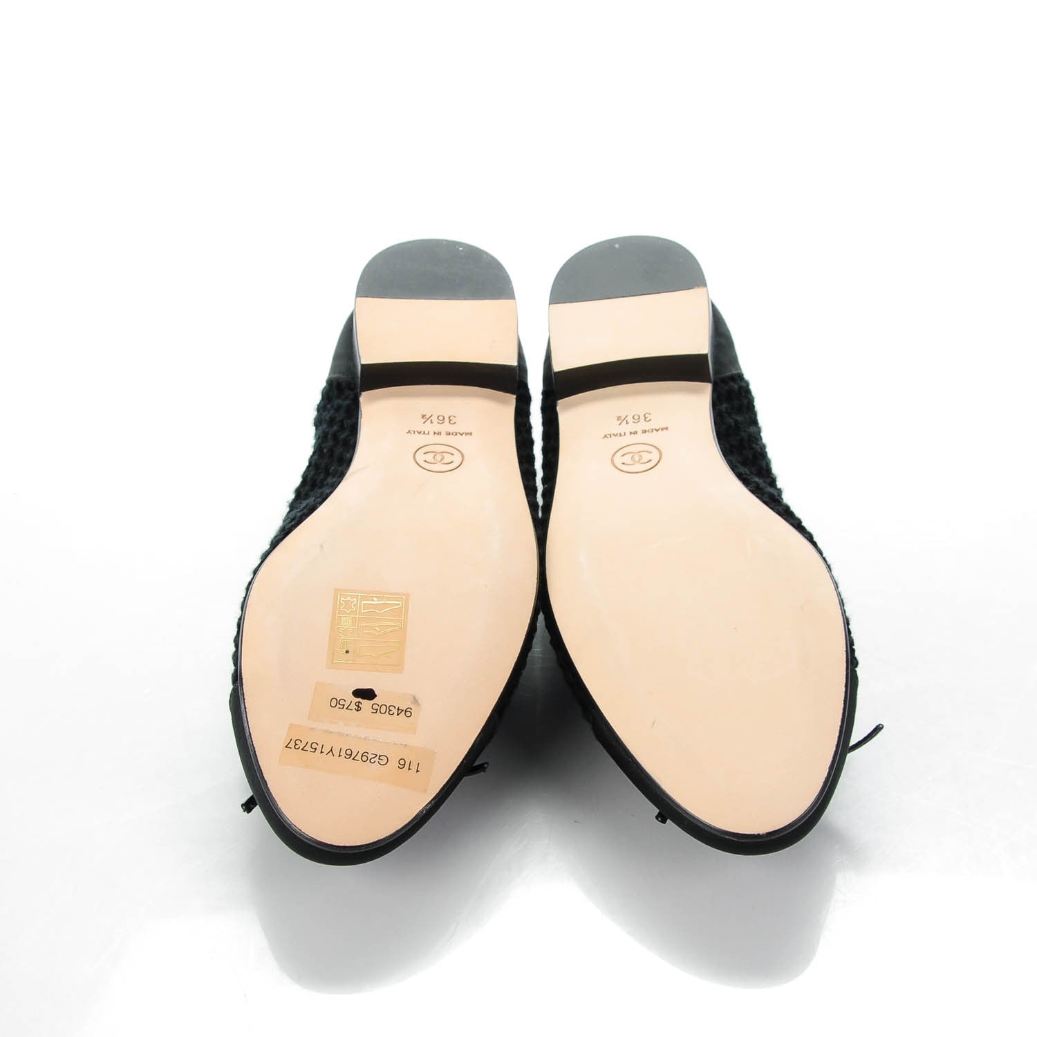 Chanel Knit Ballerina Flats 36.5 Black 5 of 7