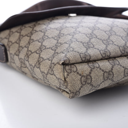Gucci GG Supreme Monogram Selleria Calfskin Small Flap Messenger Bag Beige Ebony Cocoa Dark Chocolate 10 of 13