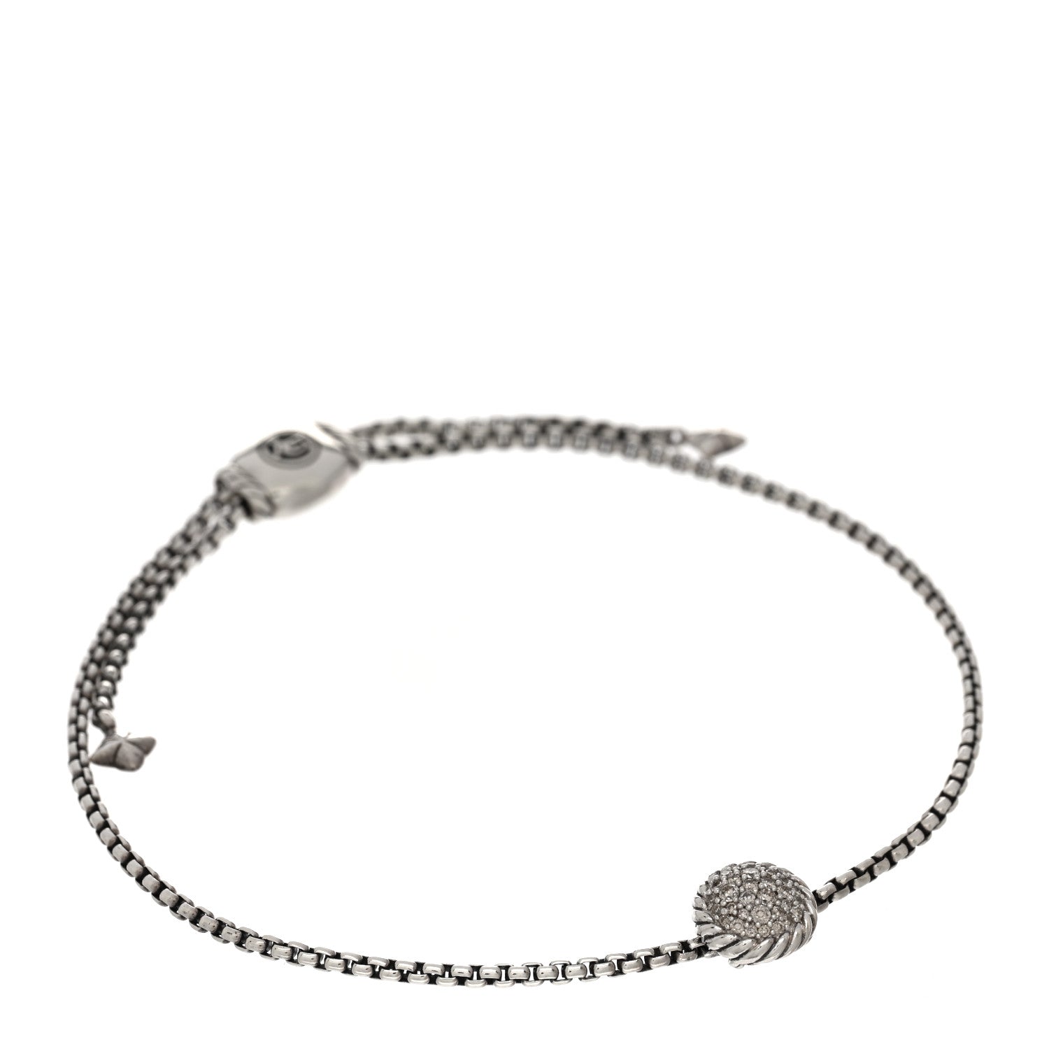 David Yurman Sterling Silver Diamond 9mm Chatelaine Petite Pave Bracelet 1 of 3