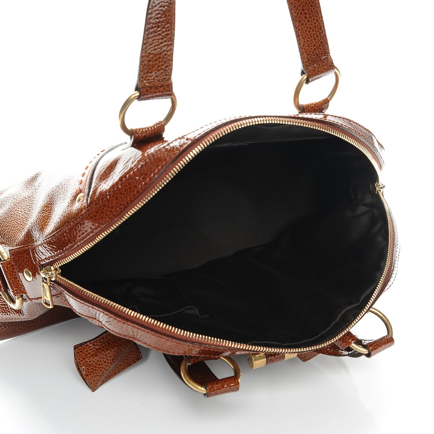 Pebbled Patent Large Muse Brown