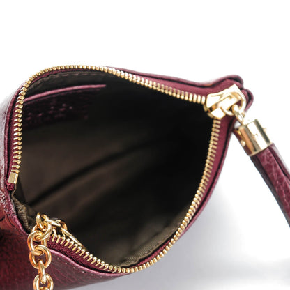 Gucci Metallic Pebbled Calfskin Soho Key Case Burgundy 5 of 7