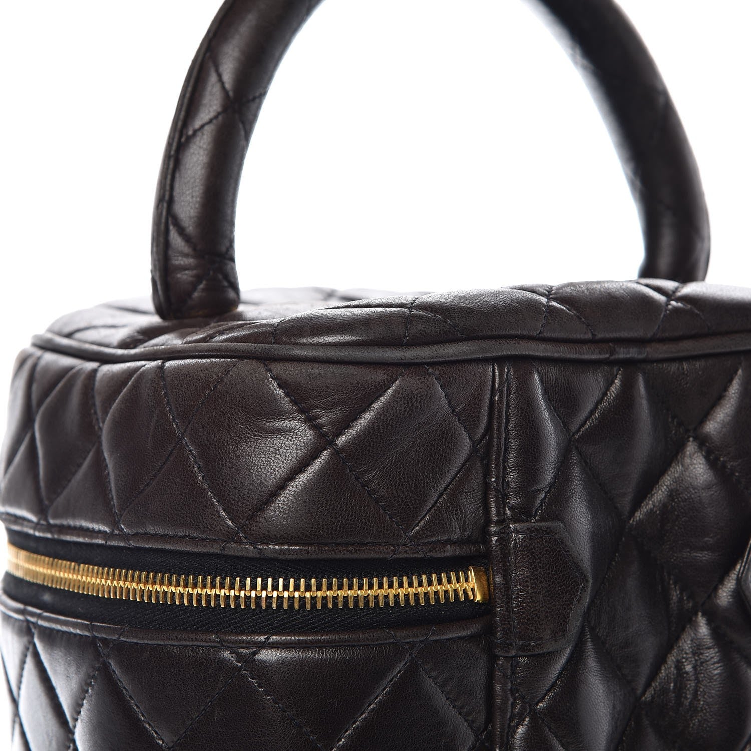 Chanel Lambskin Quilted Cosmetic Vanity Bag Brown 13 of 16