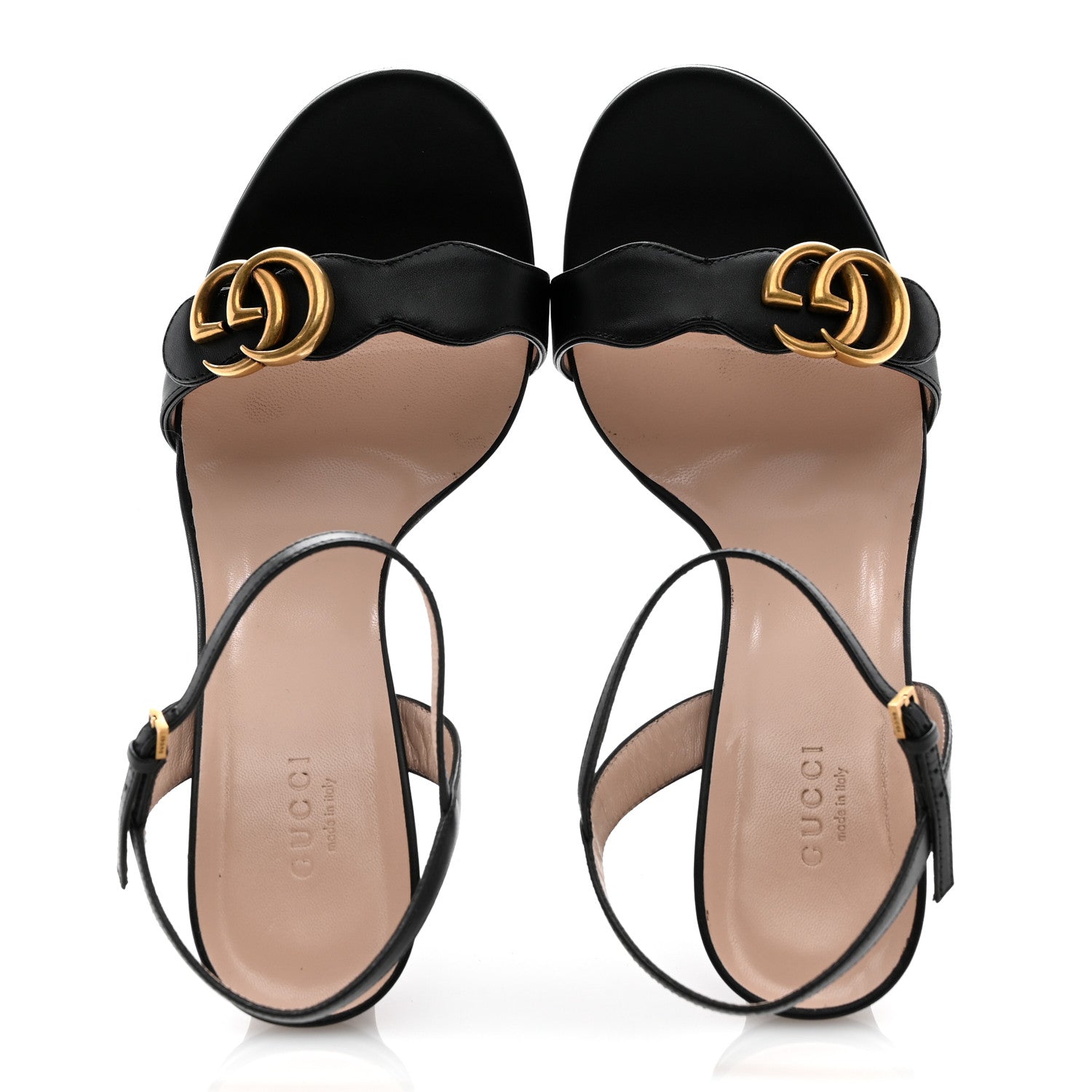 Gucci Lifford Calfskin GG Marmont Ankle Wrap 105mm Sandals 41 Black 2 of 9