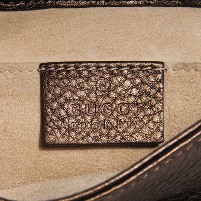 Gucci Metallic Pebbled Calfskin Small 1973 Chain Shoulder Bag Winter Leaf 5 of 9