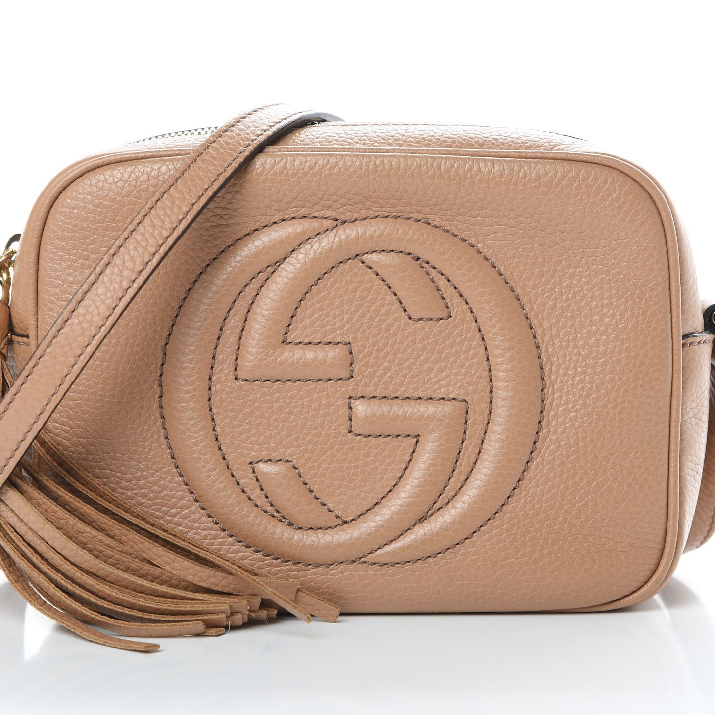 Pebbled Calfskin Small Soho Disco Bag Rose Beige