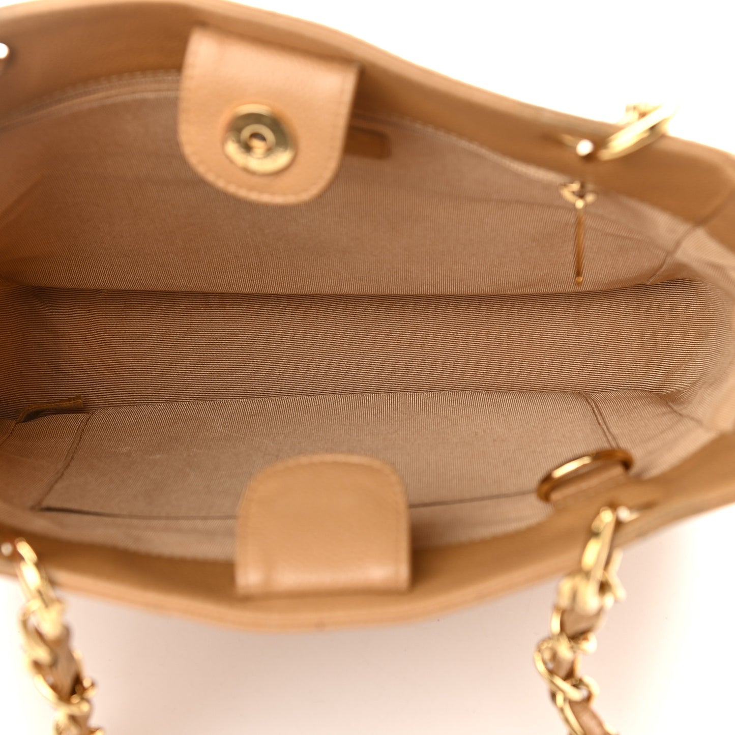 Caviar Quilted Petit Shopping Tote PST Beige