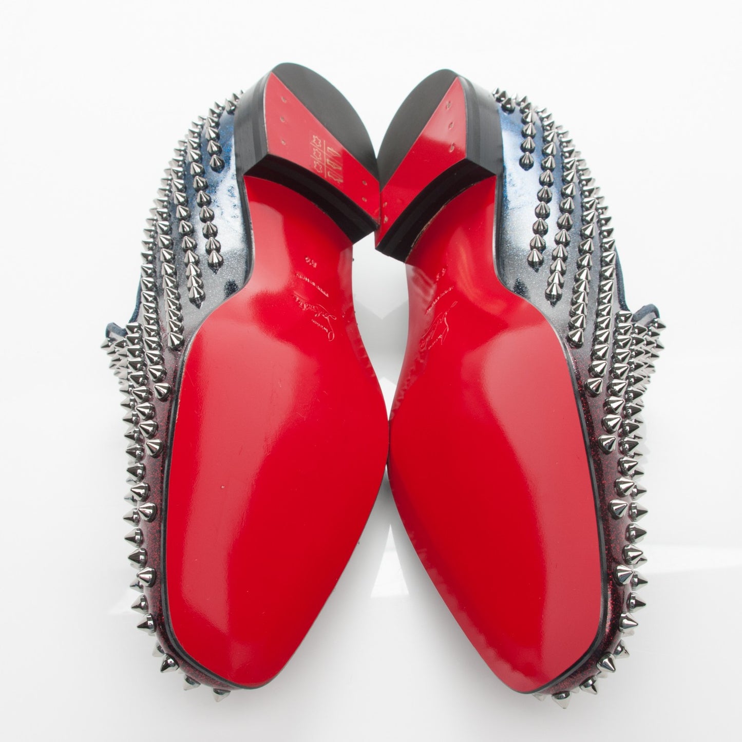 Mens Patent Dandelion Spikes Flat Loafers 43 Gunmetal Multi