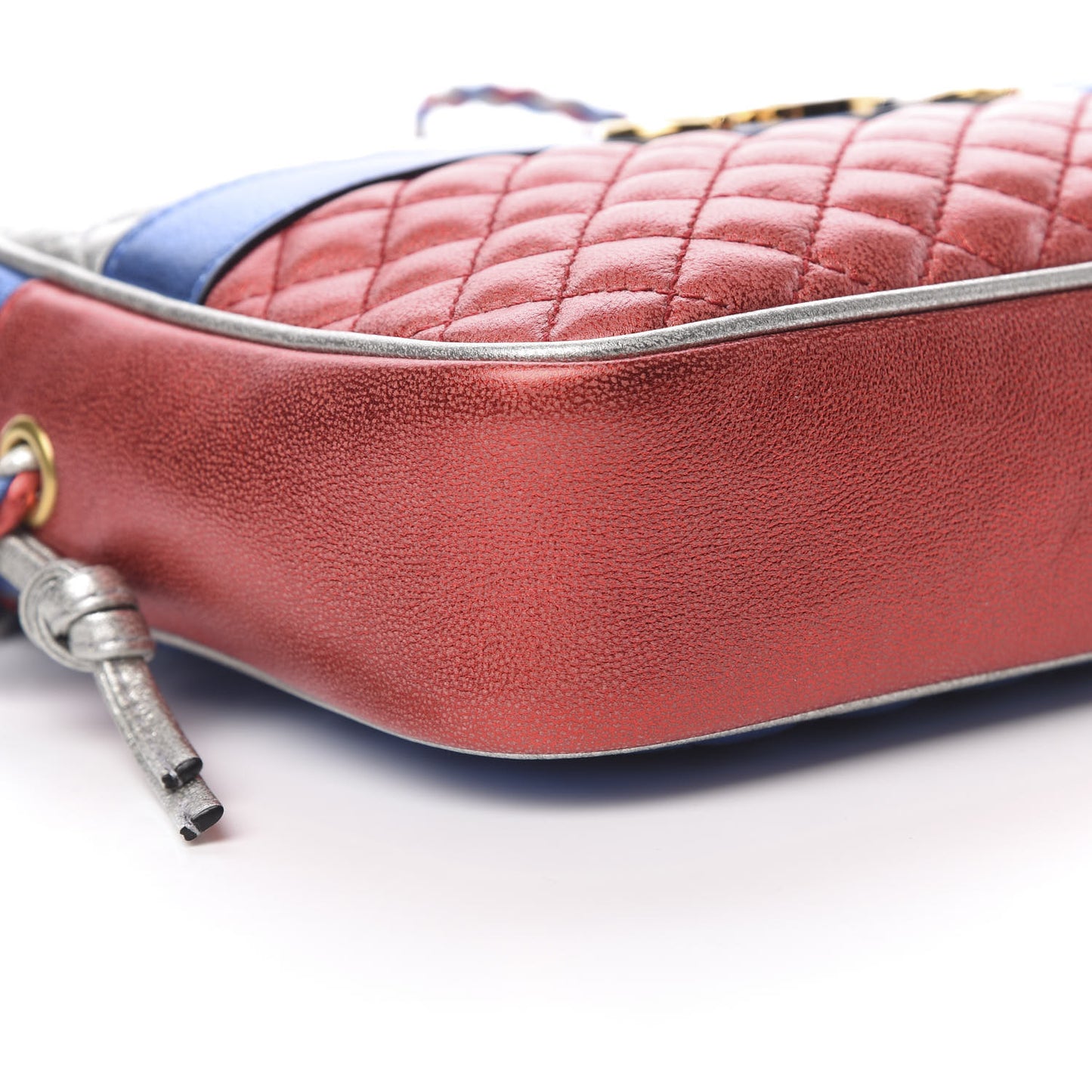 Laminated Nappa Trapuntata Small Zumi Shoulder Bag Rosso Marine Argento