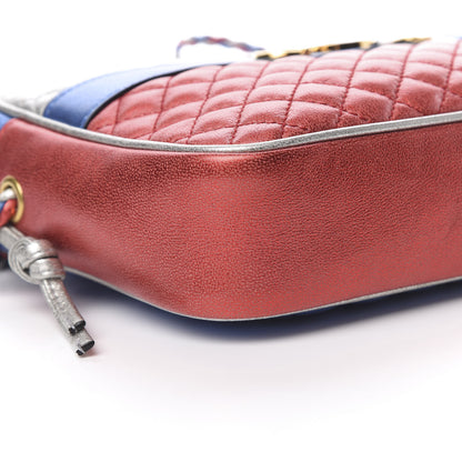 Gucci Laminated Nappa Trapuntata Small Zumi Shoulder Bag Rosso Marine Argento 9 of 10