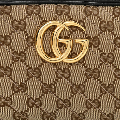 Gucci Monogram Matelasse Diagonal Small GG Marmont Chain Shoulder Bag Beige Black 8 of 12