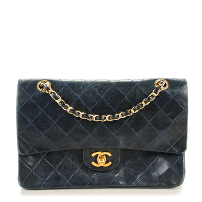 Chanel Lambskin Quilted Medium Double Flap Navy 1 of 9