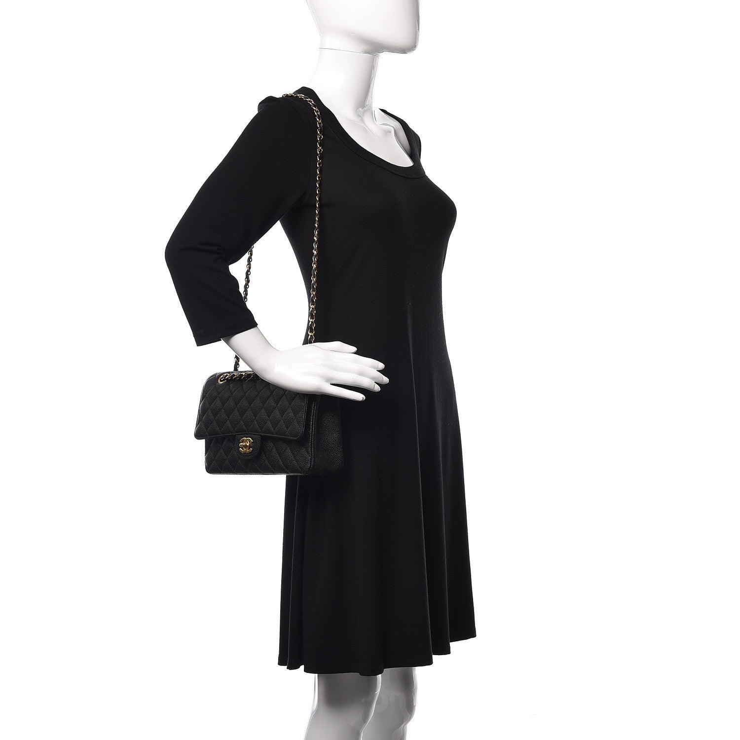 Chanel Caviar Quilted Medium Double Flap Black 2 of 9
