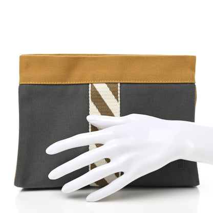 Hermes Toile Trousse De Voyage Jimetou PM Ocre Acier 2 of 7