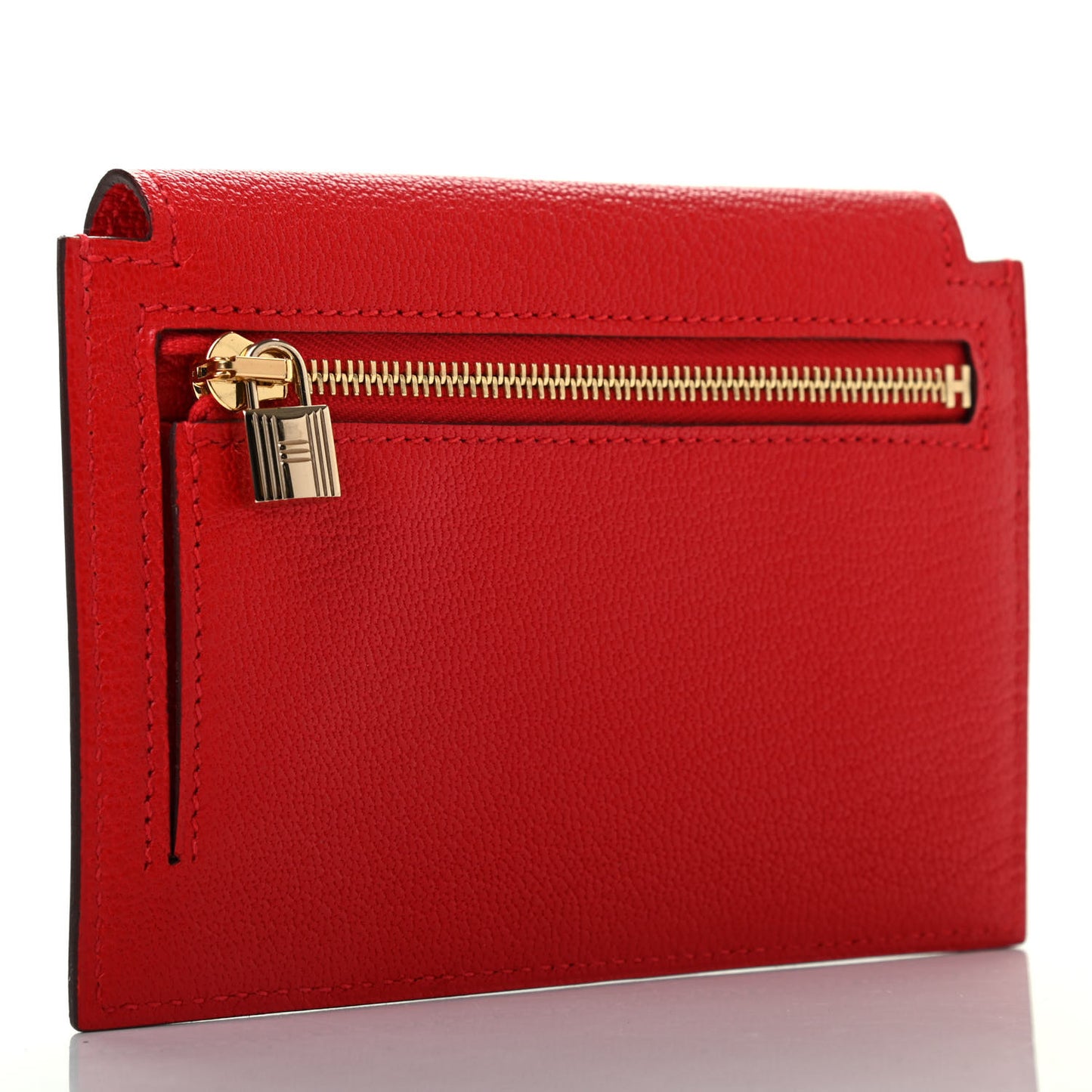 Chevre Mysore Kelly Pocket Compact Wallet Rouge de Coeur