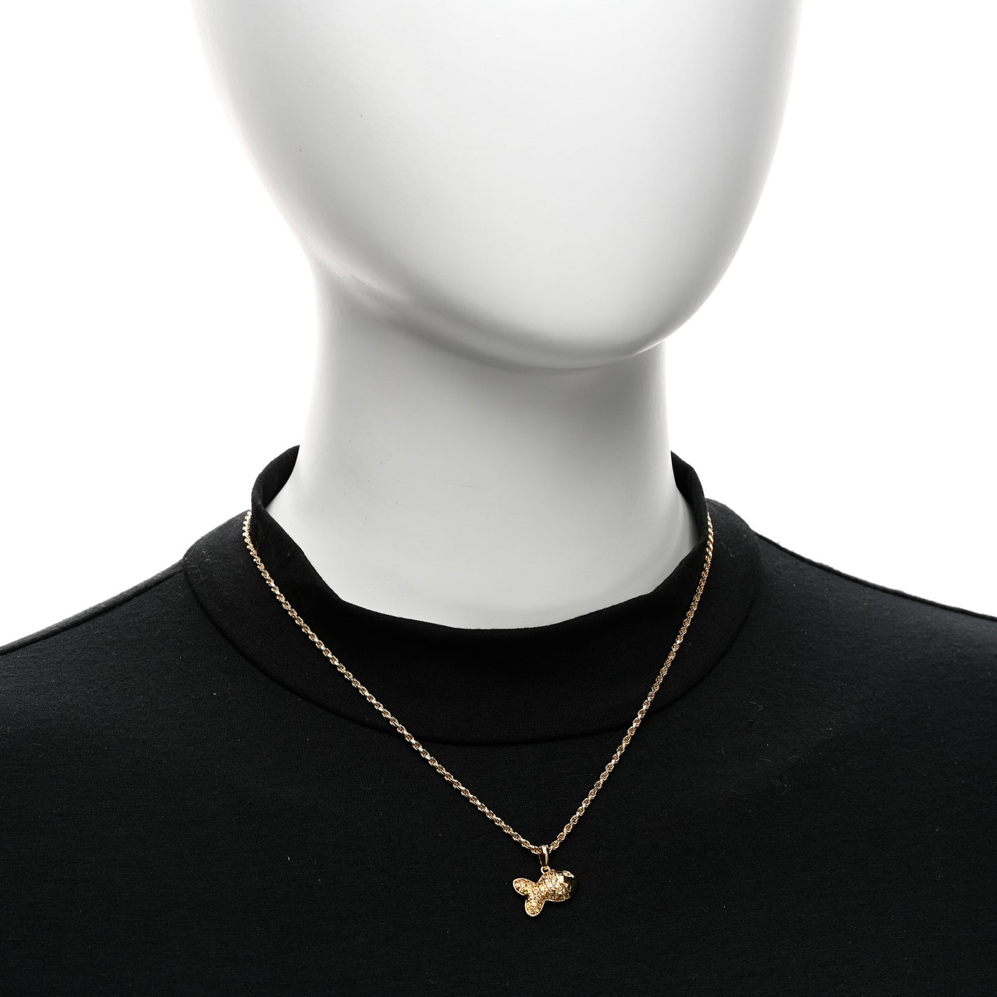 18K Yellow Gold Yellow Sapphire Happy Fish Pendant Necklace