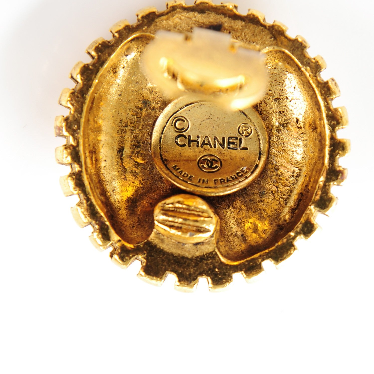 Chanel Crystal Clip On Earrings Gold 4 of 4