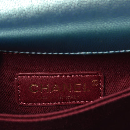 Chanel Metallic Caviar Quilted Mini Coco Handle Flap Blue 6 of 9