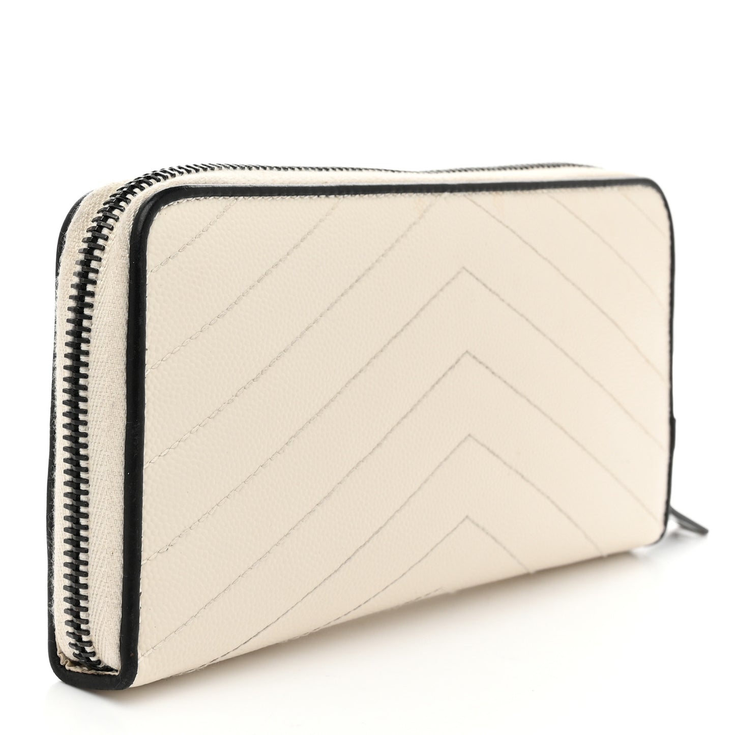 Grain De Poudre Matelasse Chevron Monogram Zip Around Wallet Porcellana Black