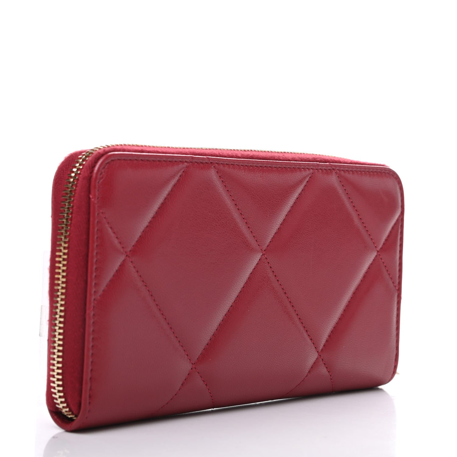 Chanel Shiny Goatskin Quilted 19 Long Zipped Around Wallet Red 3 of 12