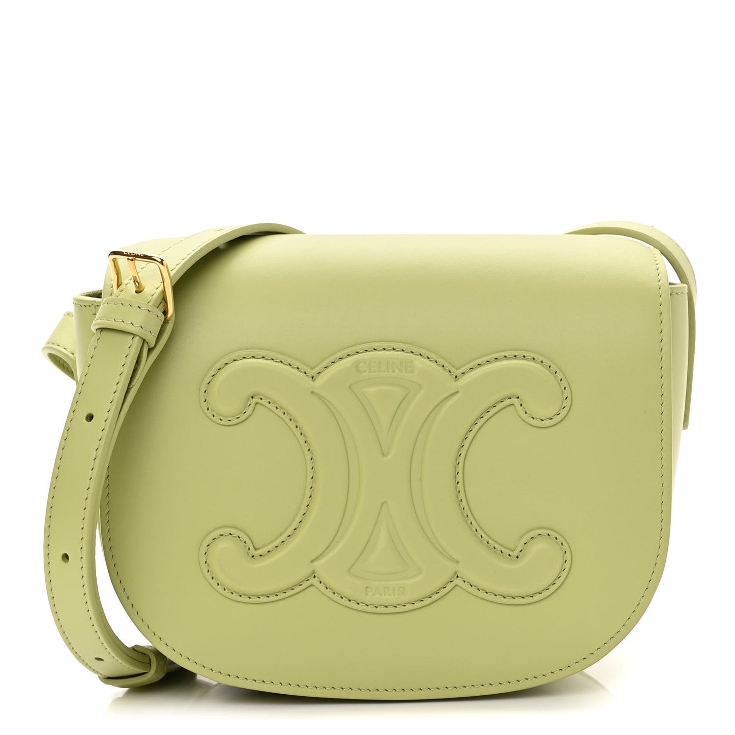 Smooth Calfskin Cuir Triomphe Folco Crossbody Bag Light Jade