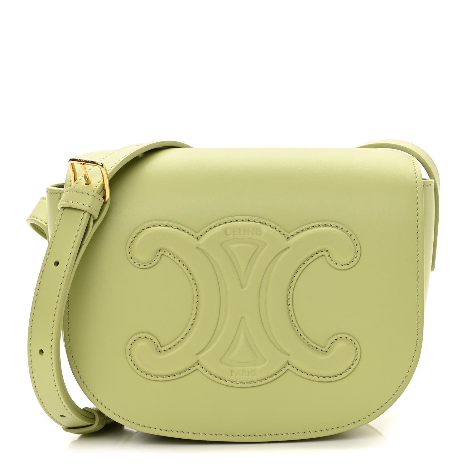 Celine Smooth Calfskin Cuir Triomphe Folco Crossbody Bag Light Jade 1 of 11
