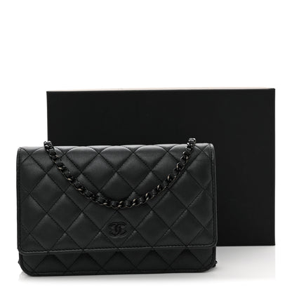 Chanel Pearly Lambskin Quilted Wallet On Chain WOC So Black 12 of 12
