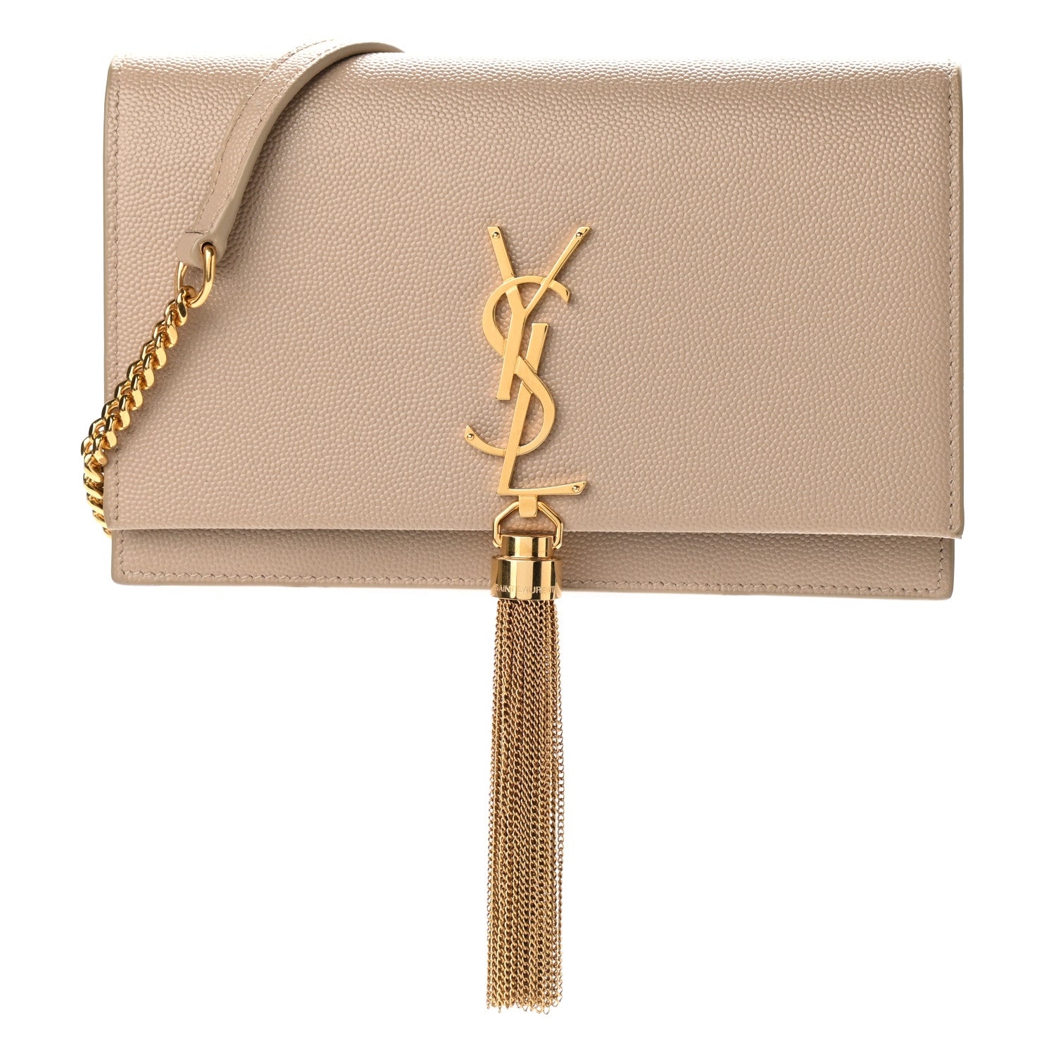 Saint Laurent Grain De Poudre Classic Monogram Kate Tassel Chain Wallet Dark Beige 1 of 11