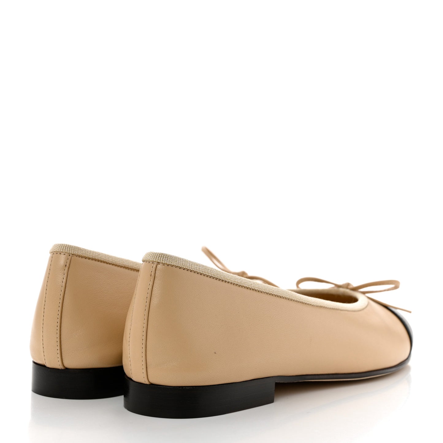 Lambskin Cap Toe CC Ballerina Flats 37 Beige Black