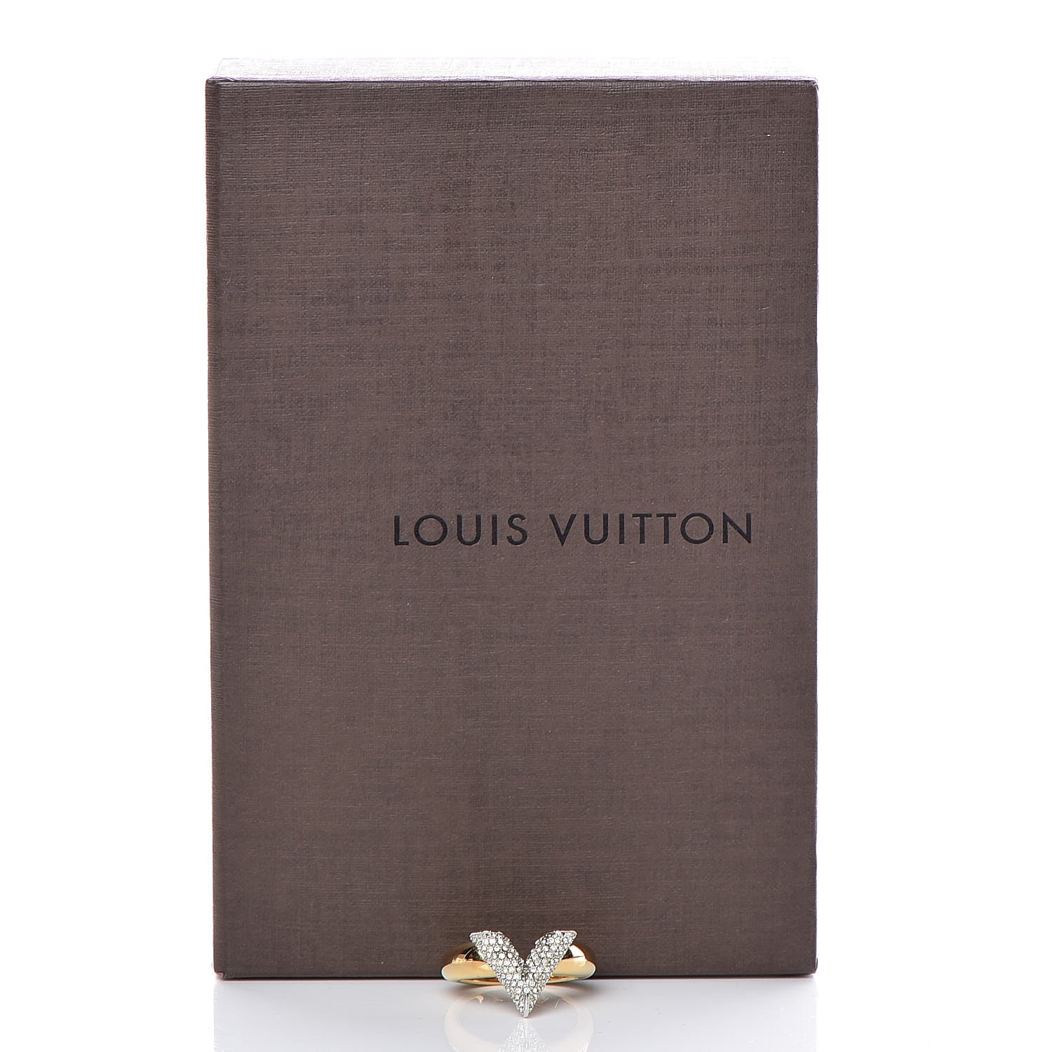 Louis Vuitton Crystal Essential V Strass Ring L 7.5 Silver Gold 9 of 9