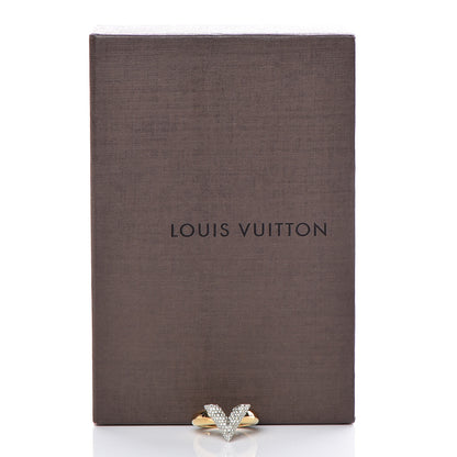 Louis Vuitton Crystal Essential V Strass Ring L 7.5 Silver Gold 9 of 9