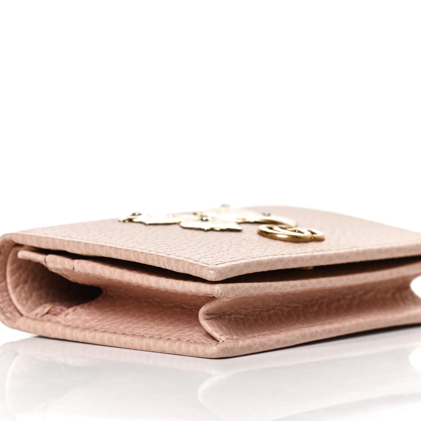 Pebbled Calfskin Butterfly Card Case Perfect Pink