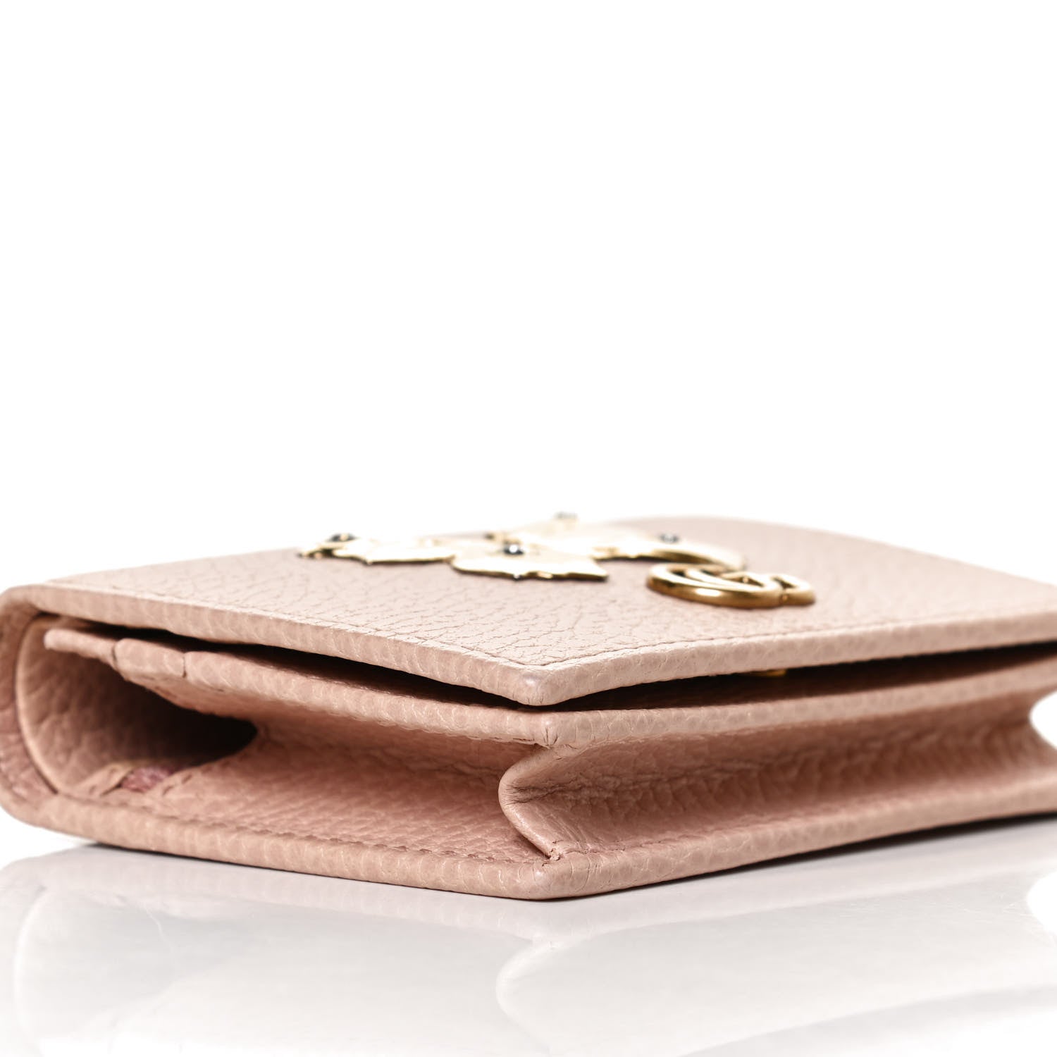 Gucci Pebbled Calfskin Butterfly Card Case Perfect Pink 7 of 9