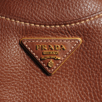 Prada Vitello Daino Pushlock Tote Tobacco 5 of 12