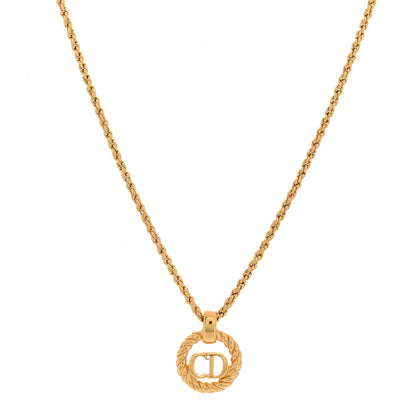 Christian Dior Metal CD Logo Round Pendant Necklace Gold 4 of 6