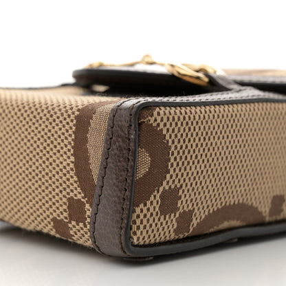 Gucci Monogram Jumbo GG Textured Dollar Calfskin Mini Horsebit 1955 Crossbody Bag Camel Ebony New Acero 10 of 11