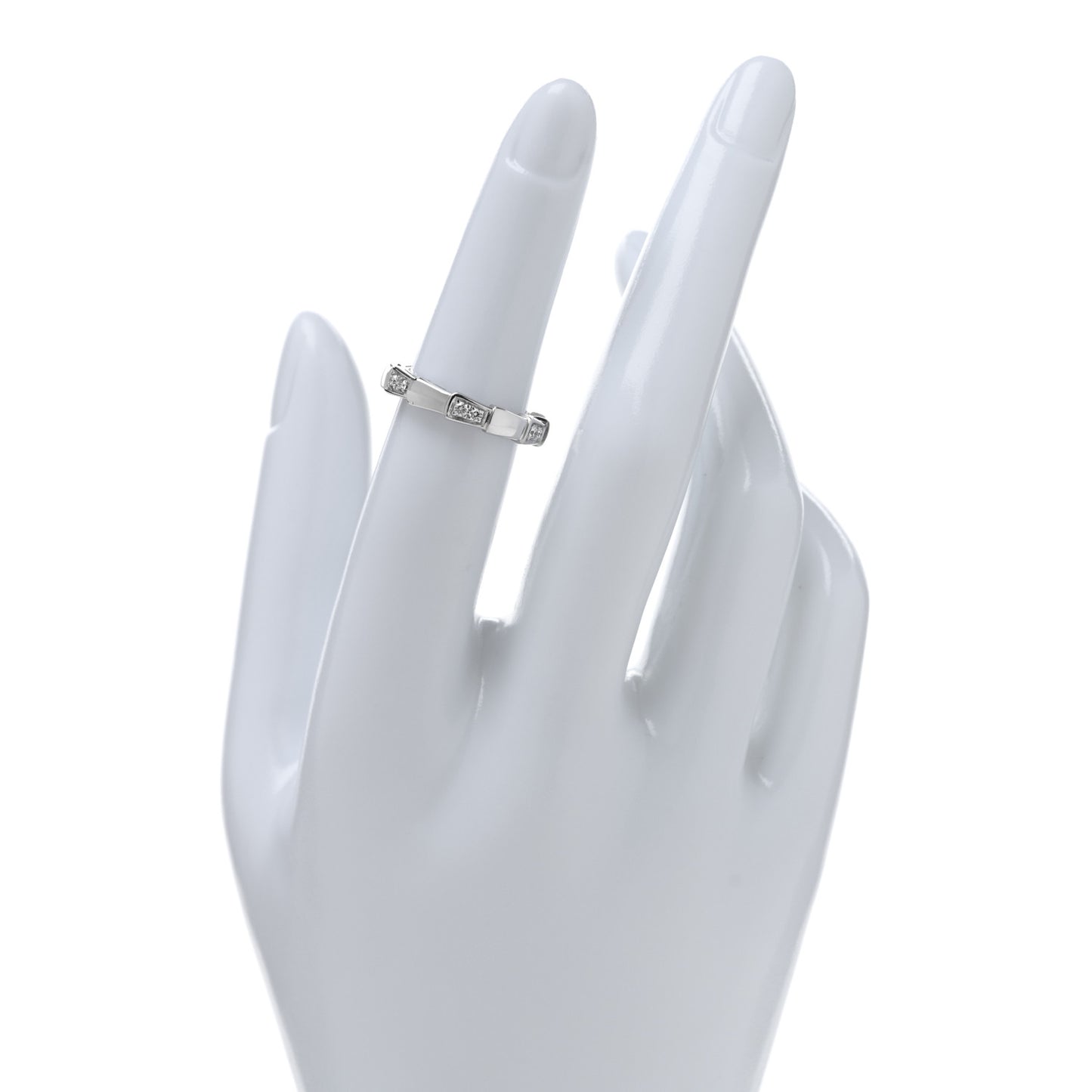 18K White Gold Diamond Serpenti Viper Band Ring 50 5.25