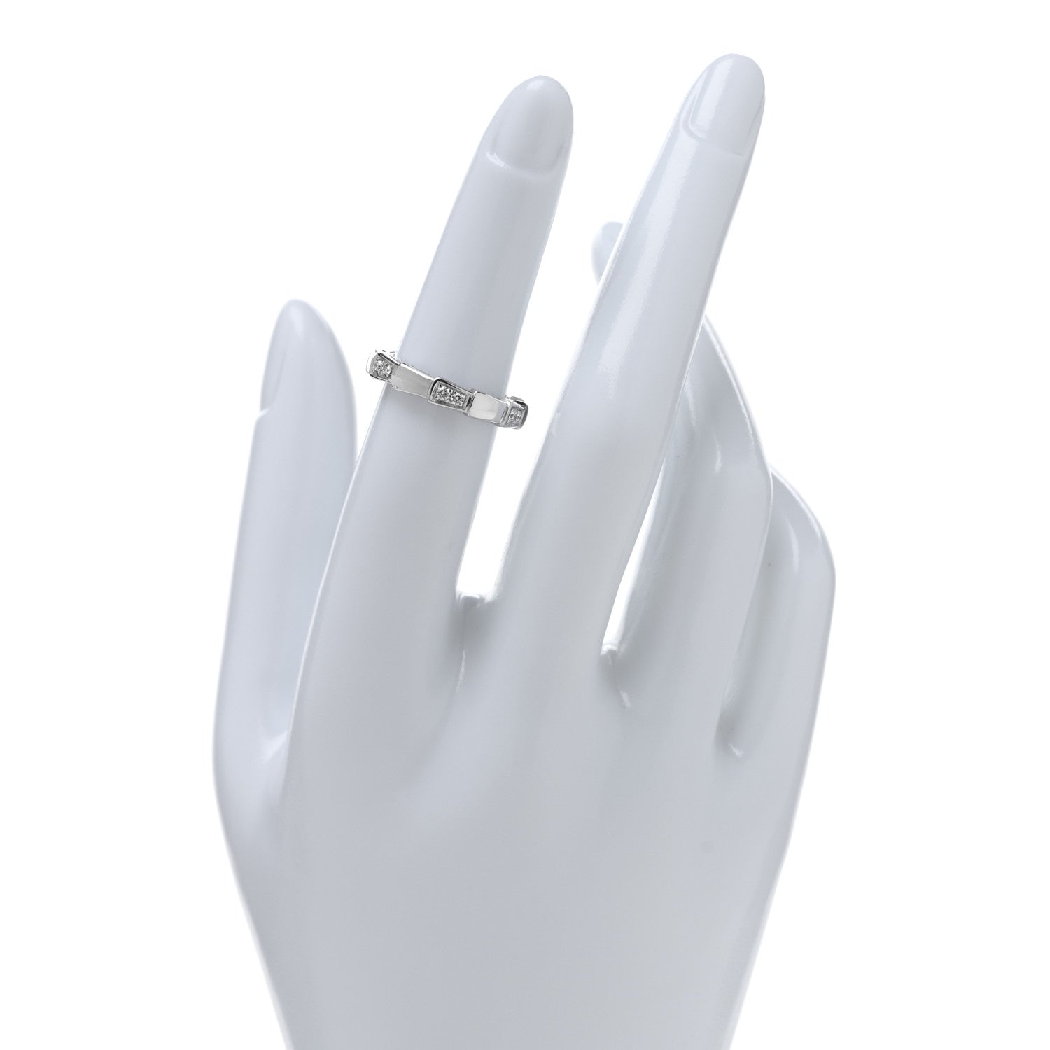 Bulgari 18K White Gold Diamond Serpenti Viper Band Ring 50 5.25 2 of 4