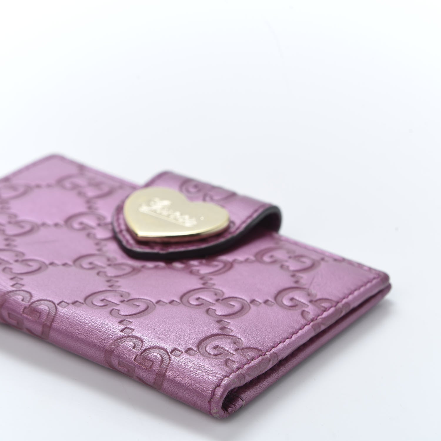 Gucci Metallic Soft Guccissima Heart Travel Wallet Fresia Rose 6 of 9