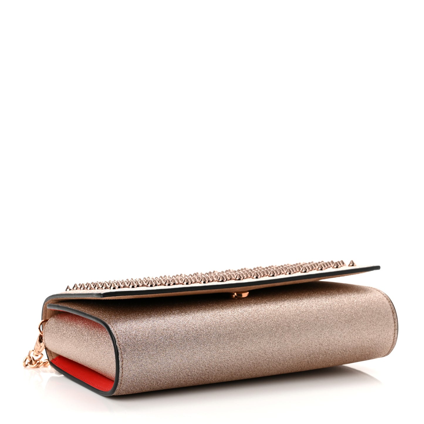 Metallic Calfskin Glitter Spikes Multimetal Paloma Clutch Rose Gold