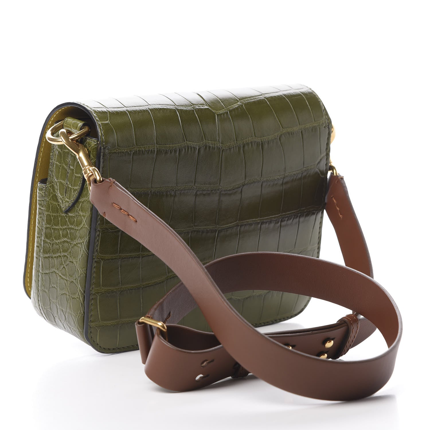 Burberry Alligator Square Satchel Dark Antique Green 3 of 12