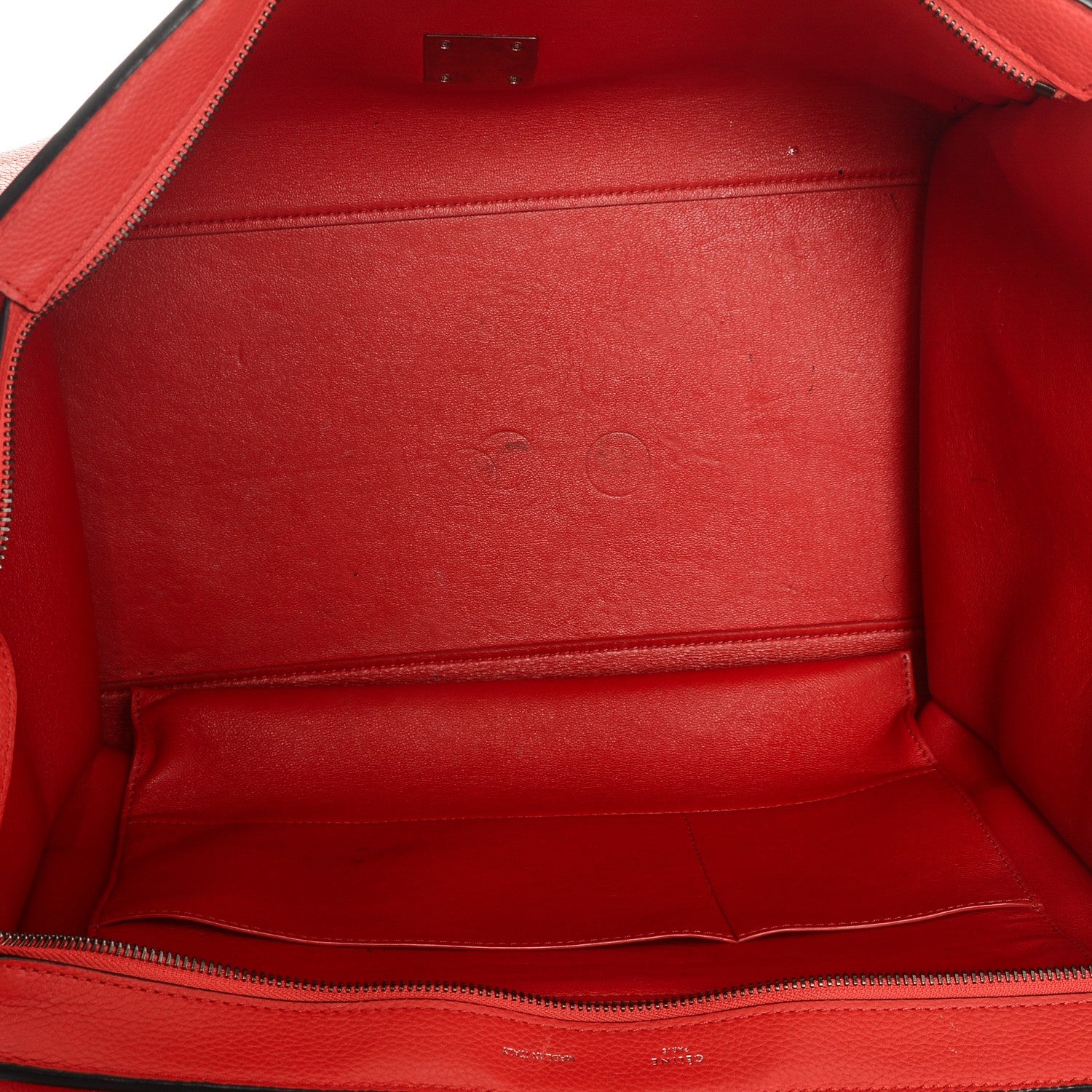 Celine Drummed Calfskin Suede Large Trapeze Vermillion 5 of 11