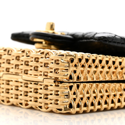 Chanel Woven Metal Lambskin Quilted Micro Flap Black Gold 10 of 10