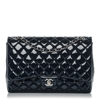 Chanel Patent Quilted Maxi Single Flap Navy Blue 1 of 6