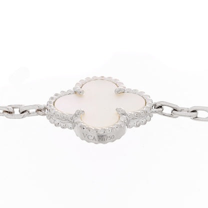 Van Cleef & Arpels 18K White Gold Mother of Pearl 5 Motifs Vintage Alhambra Bracelet 4 of 4