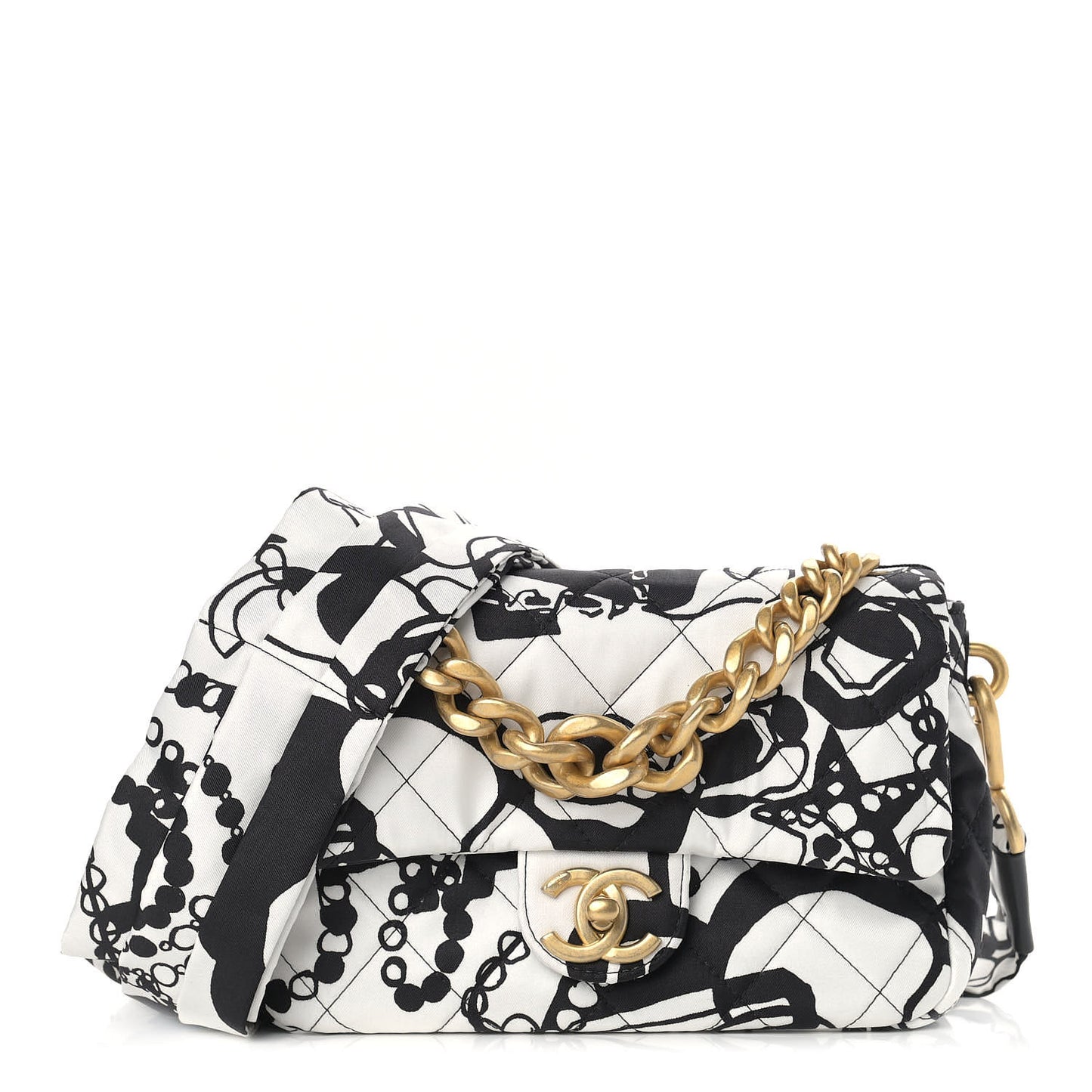 Canvas Printed Deer Coco Mini Single Flap Gray Black