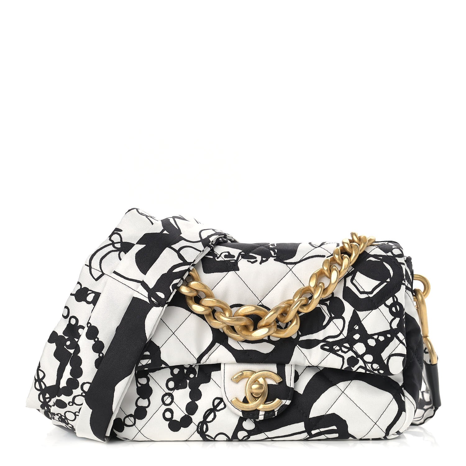 Chanel Canvas Printed Deer Coco Mini Single Flap Gray Black 1 of 10