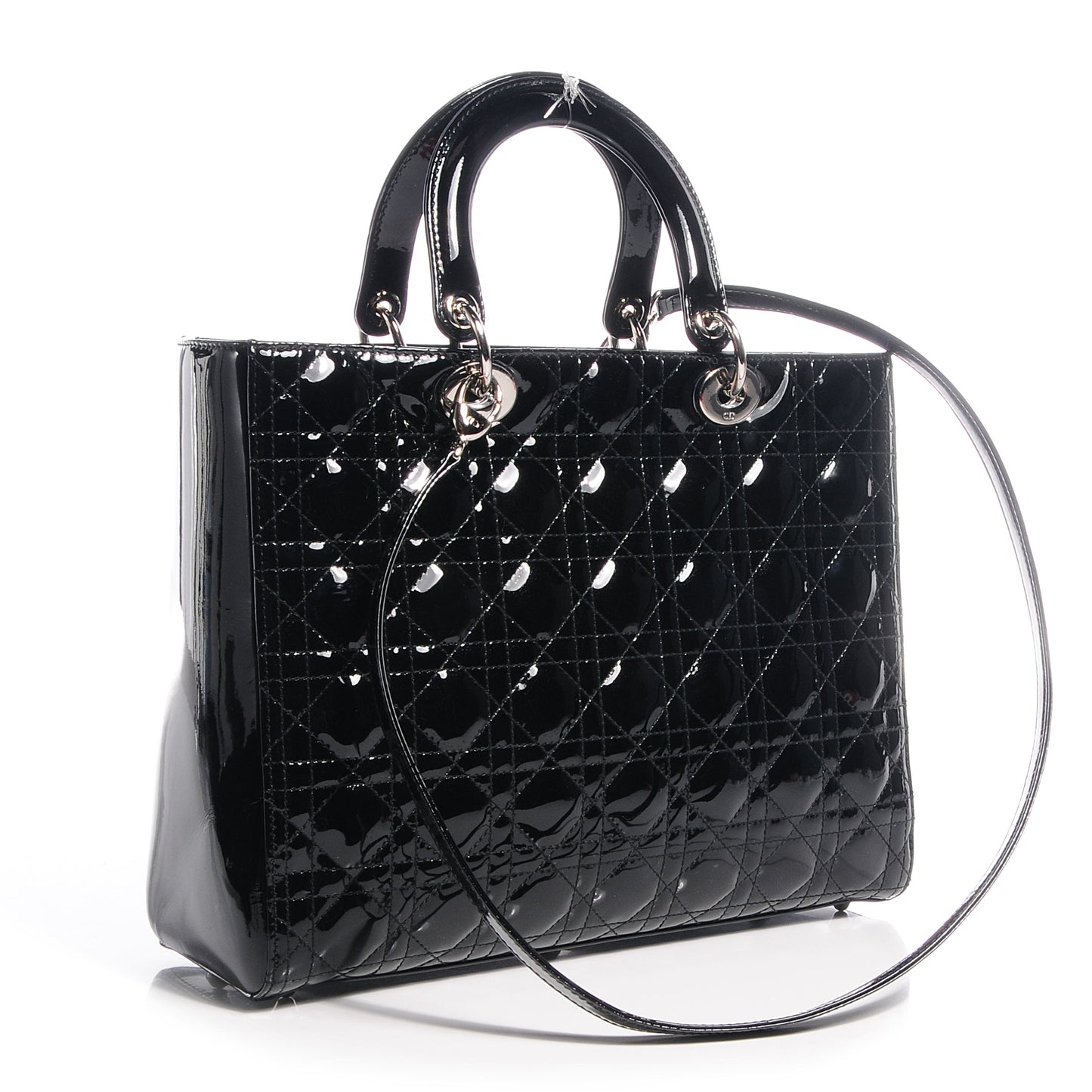 Patent Cannage Large Lady Dior Black