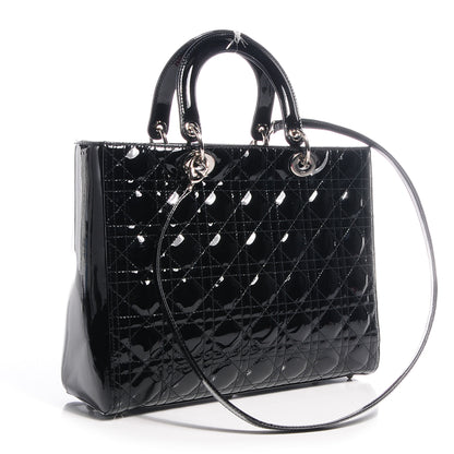 Christian Dior Patent Cannage Large Lady Dior Black 3 of 7