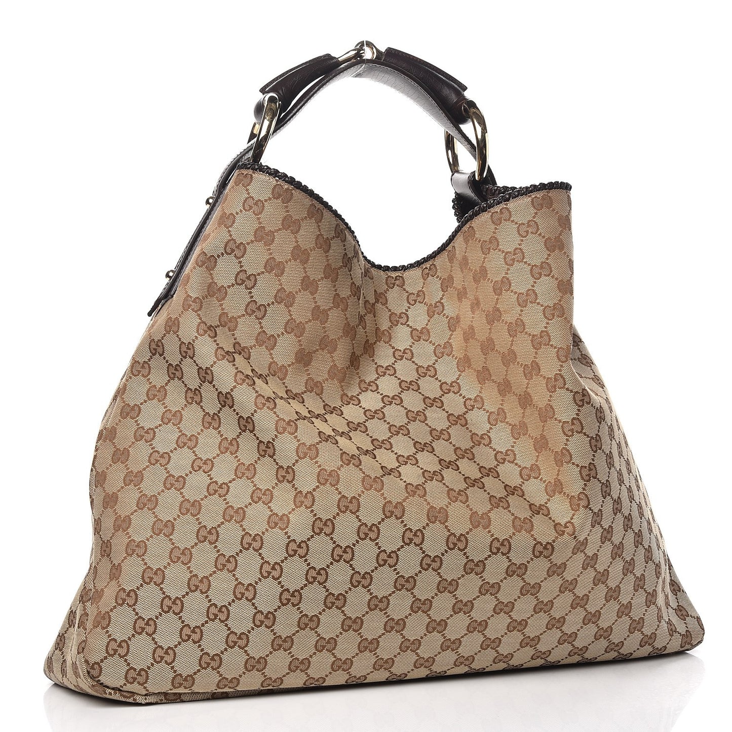 Monogram Large Horsebit Chain Hobo Dark Brown