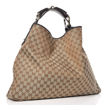 Gucci Monogram Large Horsebit Chain Hobo Dark Brown 3 of 12
